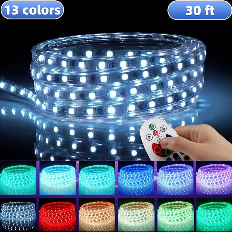 DUNCHATY 30ft RGB LED Strip Lights - 13 Color Changing with Remote ...