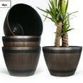 thumbnail image 1 of DUNCHATY 4Pack Large Whiskey Barrel Planter for Outdoor Garden Plants - Flower Pots - 21" D x 15" H, 1 of 8
