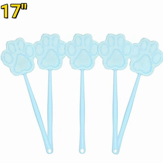 DUNCHATY 5-Pack 17" Swatter with Long Handle, Flexible Plastic Insect Racket for Indoor Outdoor Use - Blue