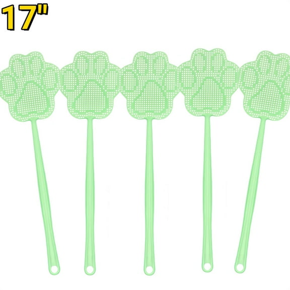 DUNCHATY 5-Pack 17" Swatter with Long Handle, Flexible Plastic Insect Racket for Indoor Outdoor Use - Green