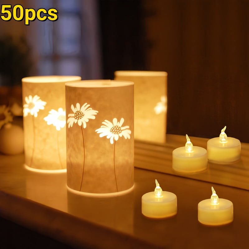 DUNCHATY 50 Large Pack of Battery Flameless Candles, for Big Events, Church, Wedding Reception, and Holiday Lighting
