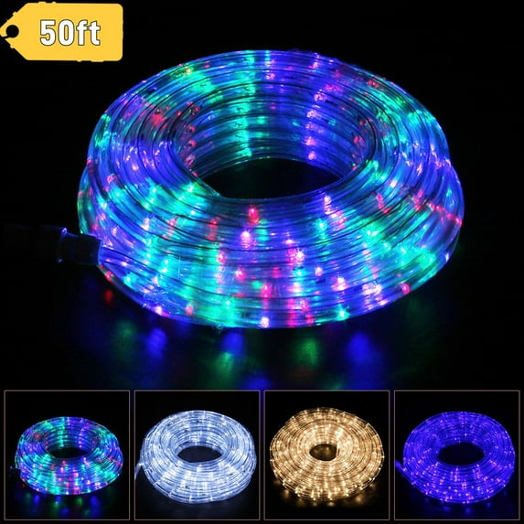 DUNCHATY 50ft Multicolor LED Rope Lights - w/Remote, Adjustable Brightness & Flash, Waterproof Outdoor String Lights Decoration Lighting for Holiday Yard Decor, TikTok Party Lighting - Cuttable