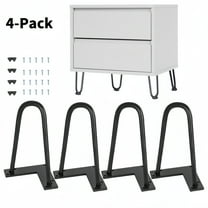 DUNCHATY 6" Hairpin Furniture Legs, Metal Heavy Duty Sturdy Home DIY Projects for Nightstand, Coffee Table, Desk, etc with Rubber Floor Protectors Black 4 PCS