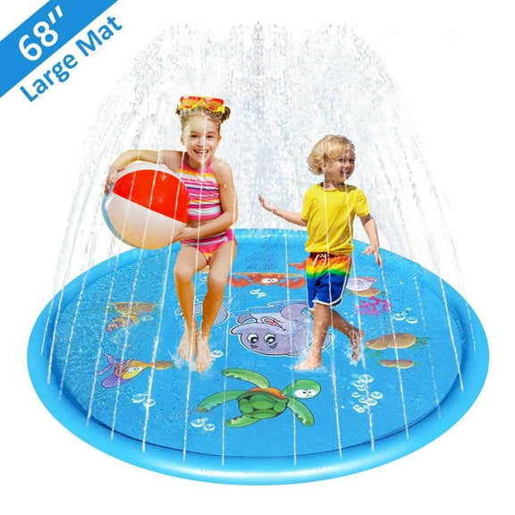 DUNCHATY 68" Splash Pad for Kids and Adults Outdoor Lawn Games Water Play Toy Mat, Blue