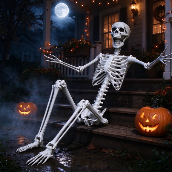 DUNCHATY 6FT Halloween Giant Poseable Skeleton, Mega Yard Decoration with Movable Joints, Easy Hanging Indoor Outdoor Prop for 2026 Haunt