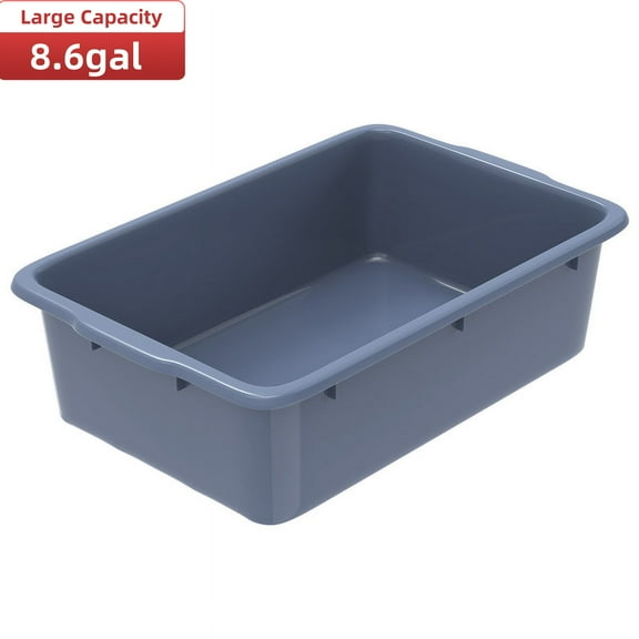 DUNCHATY 8.6 Gallon Plastic Dish Tubs, Commercial Bus Box, PVC, Gray - Durable and Spacious for Restaurant Use.
