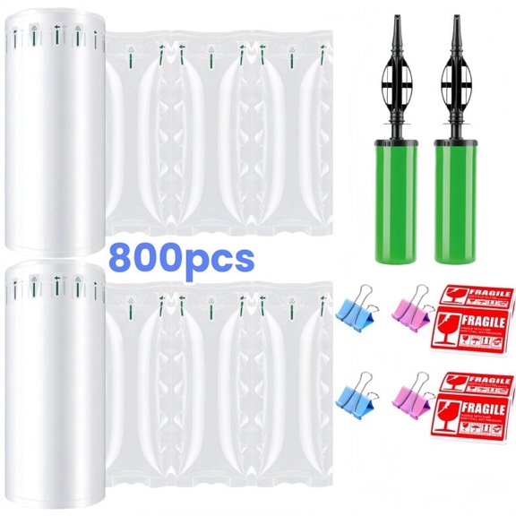 DUNCHATY 800 Pack Inflatable Air Pillow Bags for Shipping – Leak-Proof Void Fill Cushioning with Hand Pump, 3.54" x 7.87" – for Packing, Moving, Storage
