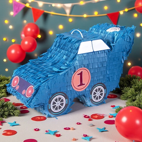 DUNCHATY Blue Vehicle Pinata (17" x 9" x 6") – Interactive Game Option for Cinco de Mayo Themed Kids’ Birthday Parties, Carnivals, and Festivals