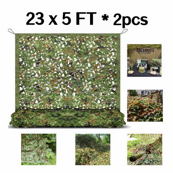 DUNCHATY Camo Netting, Camouflage Net, Bulk Roll, Mesh, Cover, for Hunting, Decoration, Sun Shade, Party, Camping, Outdoor and Indoor, 23x5FT, 2PCS
