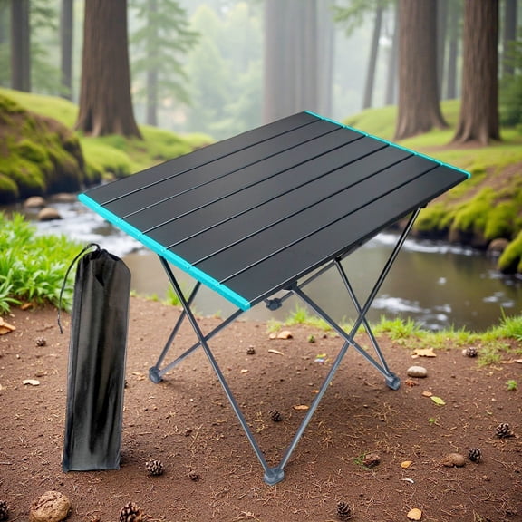 DUNCHATY Folding Camping Table, Lightweight Aluminum Portable Picnic Table, Beach Table with Carrying Bag, 22x17.7x15.9 Inch for Beach, Hiking, Travel, Fishing, BBQ, Small Foldable Camp Tables