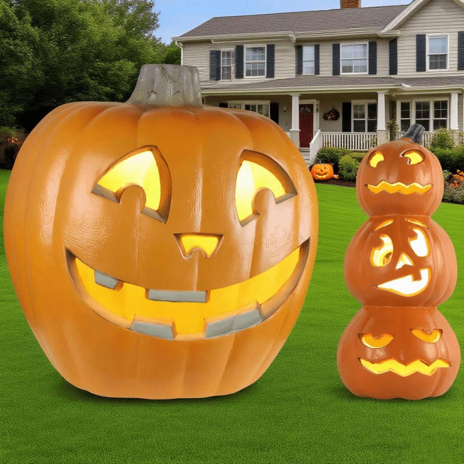 DUNCHATY LED Halloween Pumpkin Lights Set of 2, LED Pumpkin Decorations