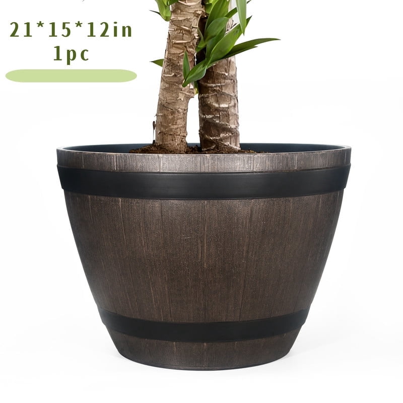 Pvc Pots Dunchaty Large Barrel Planters, 21