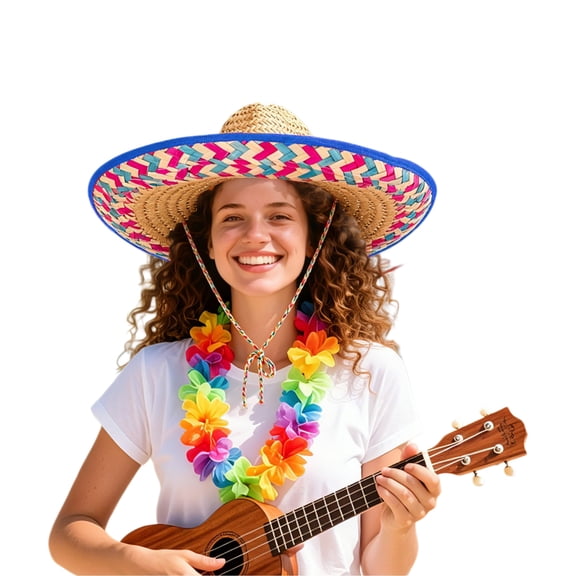 DUNCHATY Mexican Straw Sombrero Hat - Adults 18" Authentic Fiesta & Cinco De Mayo Party Hat - Premium Natural Fiber Sun Protection for Beach & Gardening