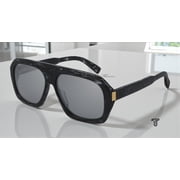 DUNHILL DU0022S 003 Rectangular Squared Black White Silver 59mm Mens Sunglasses