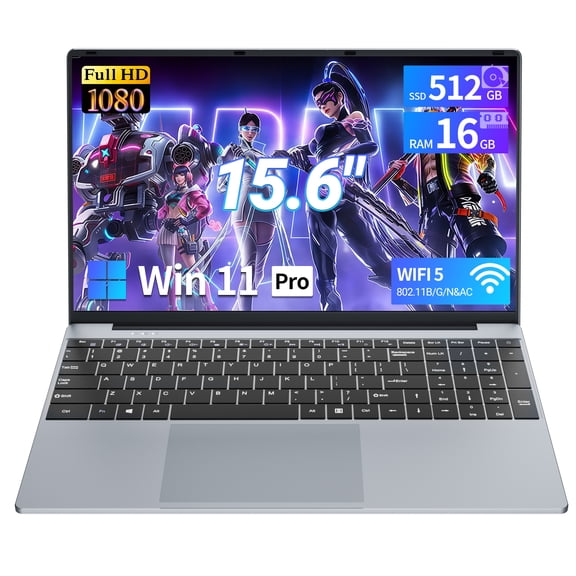 DUNHOO 15.6" FHD Laptop Computer, Intel Core M3-8100Y, 16GB RAM, 512GB SSD, Silver