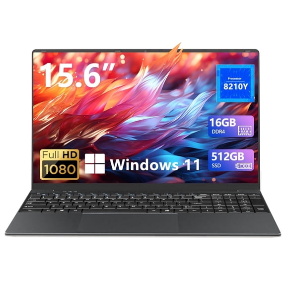 DUNHOO 2026 New 15.6 Inch Laptop Computer,16GB RAM,512GB SSD,i5-8210Y Processor(Beat N5030 up to 3.6 GHz),Windows 11 Pro,Wifi 5
