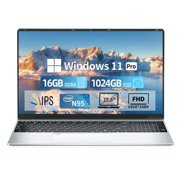 DUNHOO Laptop,15.6 FHD 1920x1080, Intel Alder Lake N95,16GB DDR4 1TB SSD Windows 11 Laptops