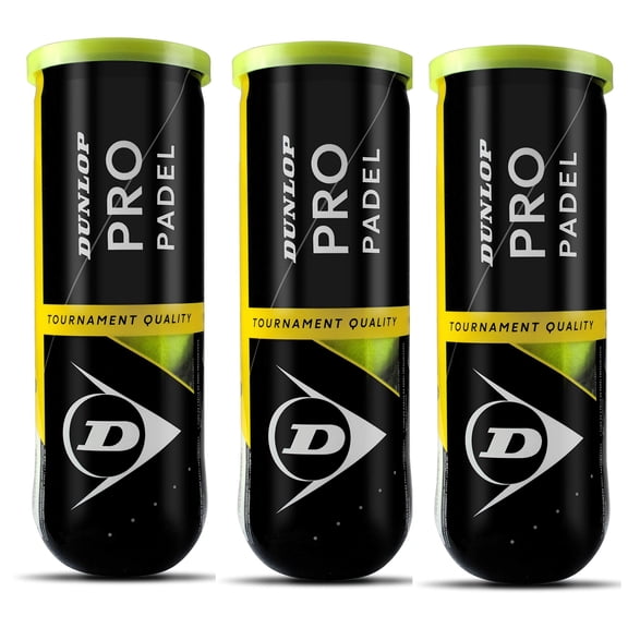 DUNLOP Pro Paddle Ball, Yellow, Pack of 3, Total 9 Balls
