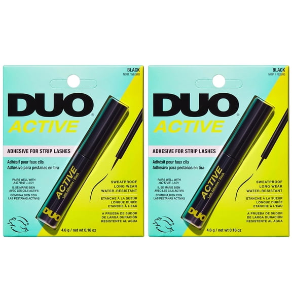 DUO Active Black Eye Lash Adhesive for Strip Lashes, Latex-Free Lash Glue , 0.16 oz, 2-Pack