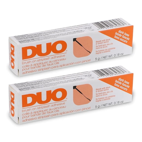 DUO Brush-On Eye Lash Glue, Waterproof Strip Lash Adhesive, Dark Tone, 0.18 oz, 2-Pack