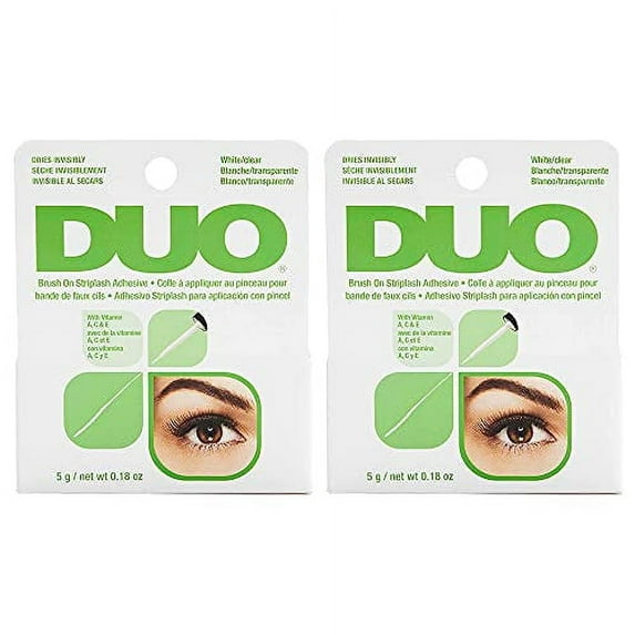 DUO Brush-On Lash Glue – Clear Strip Eyelash Adhesive with Vitamins A, C & E, Long Lasting Eyelash Glue, 0.18 oz, 2-Pack