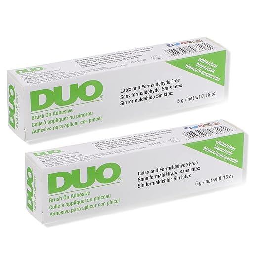 DUO Brush-On Clear Eye Lash Glue, Waterproof Strip Lash Adhesive, 0.18 oz, 2-Pack