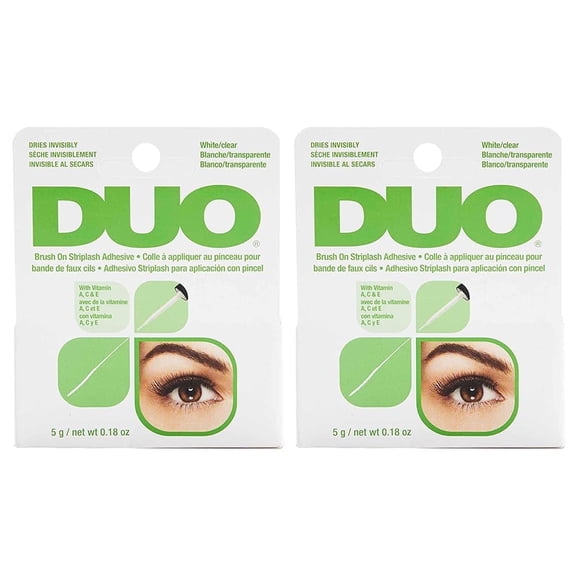 DUO Brush-On Eye Lash Glue, Waterproof Strip Lash Adhesive, Clear, 0.18 oz, 2-Pack