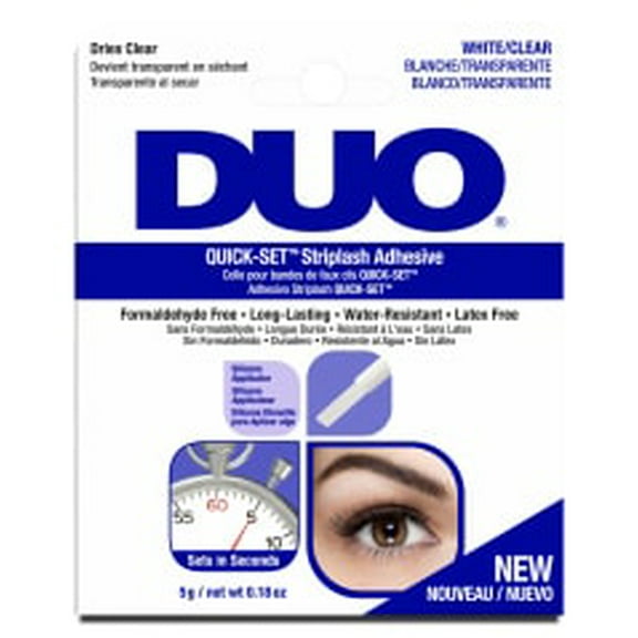 DUO Quick-Set Strip Lash Adhesive - White/Clear, Latex-Free, Water-Resistant, Long-Lasting, Lash Glue, 0.18 oz