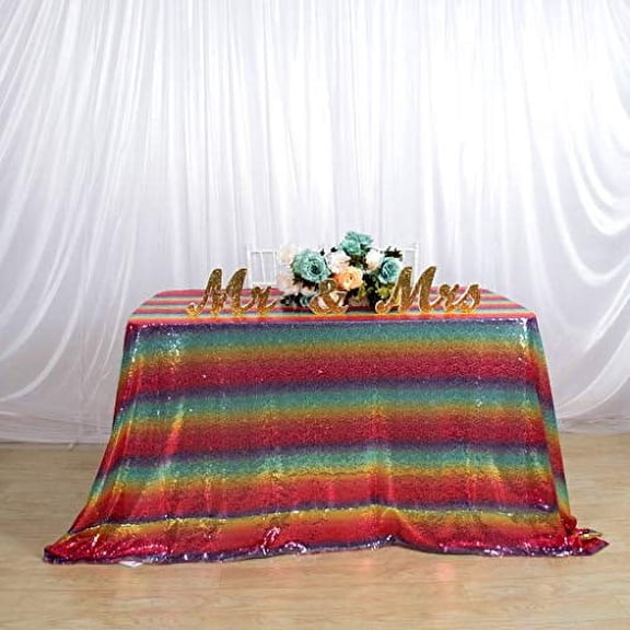 DUOBAO Rainbow Sequin Tablecloth 60x102-Inch Rectangle Tablecloth Wedding Table Cloths Popular Bridal Dress Table Cloth Fashion Tablecloth Overlay (60x102-Inch, Rainbow)