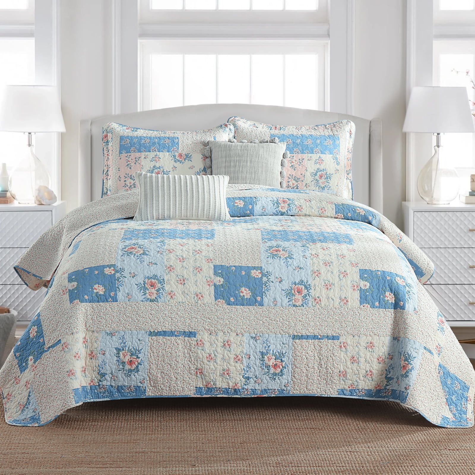 DUOHONG King Bedspread 120"W x 120"L - 100% Cotton Reversible ...