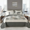 thumbnail image 1 of DUOHONG King Quilt Set 100% Cotton Farmhouse Lightweight Bedding Set, Dark-grey/White/Brown, 106"W x 98"L, 1 of 11