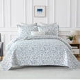 thumbnail image 1 of DUOHONG King Quilt Set 100% Cotton Farmhouse Lightweight Bedding Set, White/Blue/Floral, 106"W x 98"L, 1 of 7