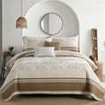 thumbnail image 1 of DUOHONG Queen Quilt Set 100% Cotton Farmhouse Lightweight Bedding Set, Brown/Taupe/Tannish Beige, 90"W x 98"L, 1 of 7