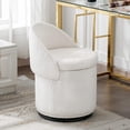 thumbnail image 1 of DUOMAY Modern Round Swivel Vanity Storage Stool with Foldable Backrest, Upholstered Ottoman with Removable Lid, Footrest Makeup Stool for Living Room Bedroom, Sherpa White, 1 of 9