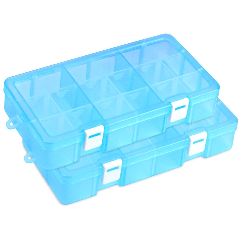  DUOFIRE Plastic Organizer Container Storage Box Adjustable  Divider Removable Grid Compartment for Jewelry Beads Earring Tool Fishing  Hook Small Accessories(18 grids, Blue X 2) : Arts, Crafts & Sewing