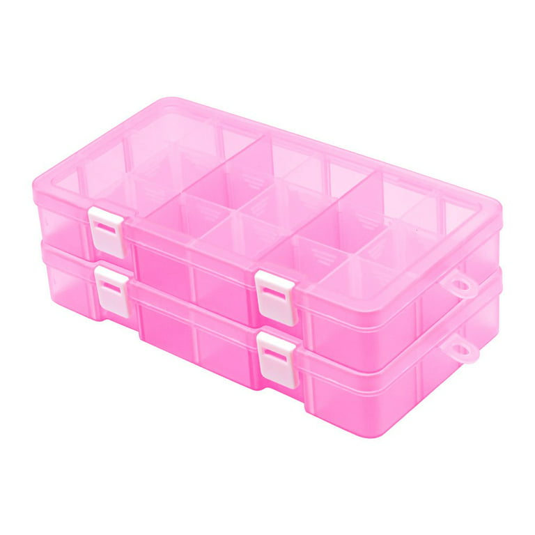 DUONER Plastic Bead Storage Organizer Box Divided Grids 18 Compartments Small  Plastic Craft Storage Box with Compartments Bead Containers for Storage  Jewelry Thread Earring Plastic Box, Pink x 2 