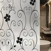 DUONER Window Privacy Film, Decorative Window Film Peel and Cling, Frosted Window Film Floral, Stained Glass Window Film Privacy Covering Static Cling, Window Tint, Window Coverings Film 17.7x78.7in.