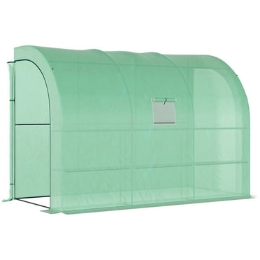 DUOSONG 10' X 5' X 7' Lean To Greenhouse, Walk-In Green House, Plant Nursery With 2 Roll-Up Doors And Windows, Pe Cover And 3 Wire Shelves, Green Green POLYETHYLENE Garden & Outdoor Canopies &
