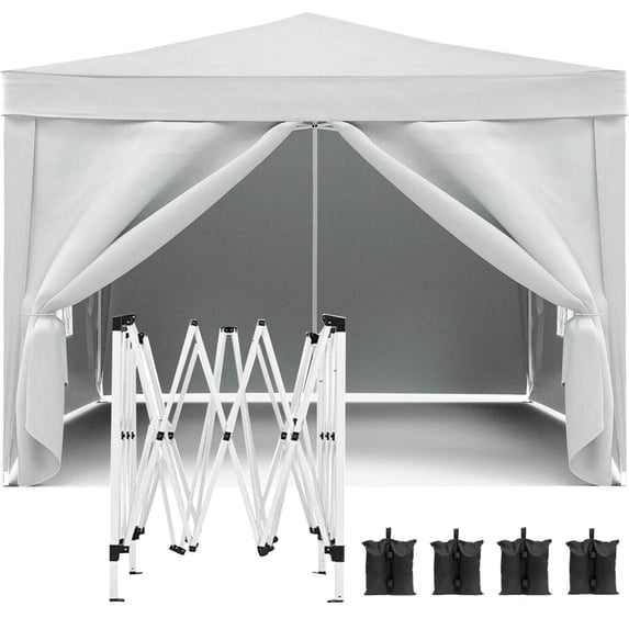 Patio Shades 10'x10' Folding Canopy with 4 Removable Sidewalls Outdoor Event Shelter UPF 50+ Gazebo Portable Tents for Parties Beach Camping Wedding EZ Pop Up Canopy 4pcs Weight Bag + Carry Bag,Garde