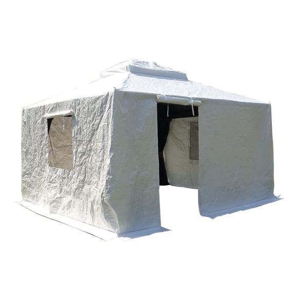White 10'X12' Universal Gazebo Cover with Sidewalls, All-Weather Waterproof Enclosure, Mesh Windows & Zippered Door