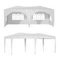 thumbnail image 1 of DUOSONG 10'X20' Pop Up Canopy Tent With 6 Sidewalls, Ez Pop Up Outdoor Canopy For Parties, Waterproof Commercial Tent With 3 Adjustable Heights, Carry Bag, 6 Sand Bags, 6 Ropes And 12 Stakes, White, 1 of 1