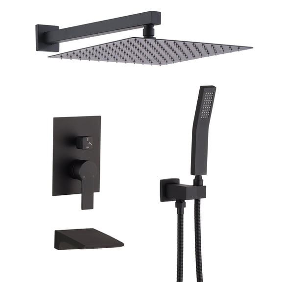 DUOSONG 10Inch Wall Mounted Rainfall Shower Head System Shower Faucet Matte Black Stainless Steel Bath & Faucets Freestanding Tub Faucets