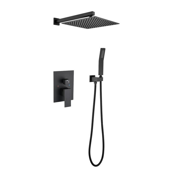 DUOSONG 12" Rain Shower Head Systems Wall Mounted Shower Matte Black brass Bath & Faucets Freestanding Tub Faucets