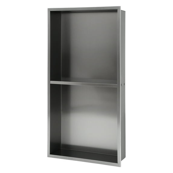 Bathroom Wall Storage 13" x 25" Stainless Steel Shower Niche Double Shelf, Gunmetal Black,Bathroom Storage Rack