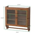 thumbnail image 1 of DUOSONG 24.8"Glass Door Vintage Double Door Wall Cabinet With Three Tiers Of Storage With Towel Rack, For Bathroom, Kitchen,Dining Room,Brown Brown Glass Dining Servers, Sideboards & Buffets, 1 of 5