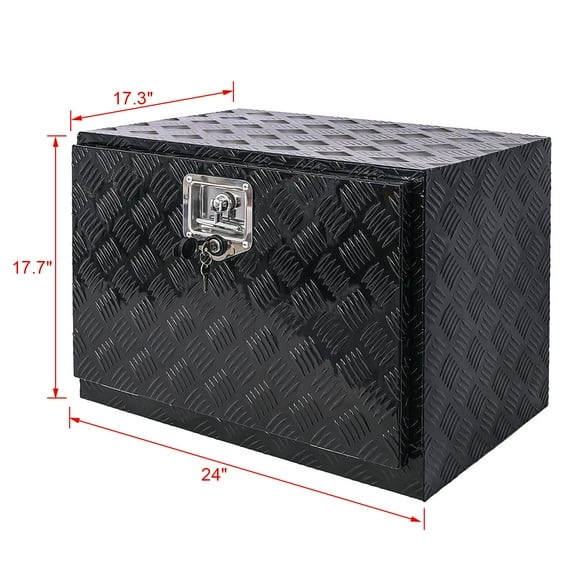 DUOSONG 24Inch Aluminum Tool Box,Heavy Duty Truck Bed Tool Box,Outdoor Trailer Pickup Storage Tool Box,Rv Storage Organizer,Underbody Box W/Lock Keys,Black Black Aluminum Other