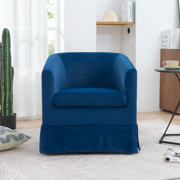 DUOSONG 27.36" Wide Swivel Chair Blue Polyester Furniture Primary Living Space Chairs & Accent Seating