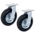 thumbnail image 1 of DUOSONG 2Pcs 8In Caster Pneumatic Tire Swivel, Caster Wheel, Swivel Plate, Steel Hub With Ball Bearings, 5/8-Inch Bore Centered Axle -Black Black Rubber Other, 1 of 2