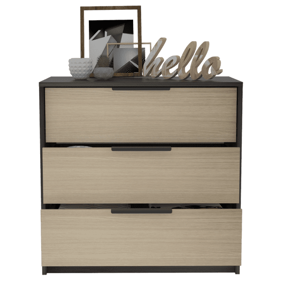 DUOSONG 3 Drawers Dresser Maryland, Superior Top, Black Wengue / Pine Finish Multicolor Particle Board Furniture Bedroom Furniture Dressers, Chests & Wardrobes