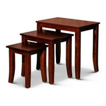 DUOSONG Nesting and 3-Piece Rubber Wood End Table, Red (Set of 1)